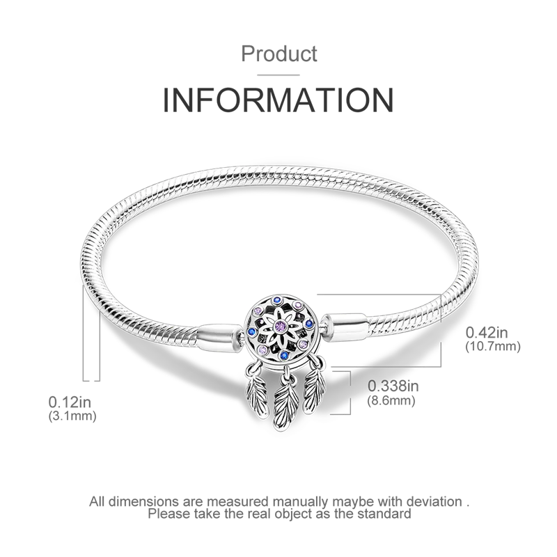 Bracelet en Argent 925 Original – Étoile, Lune & Trèfle Porte-Bonheur