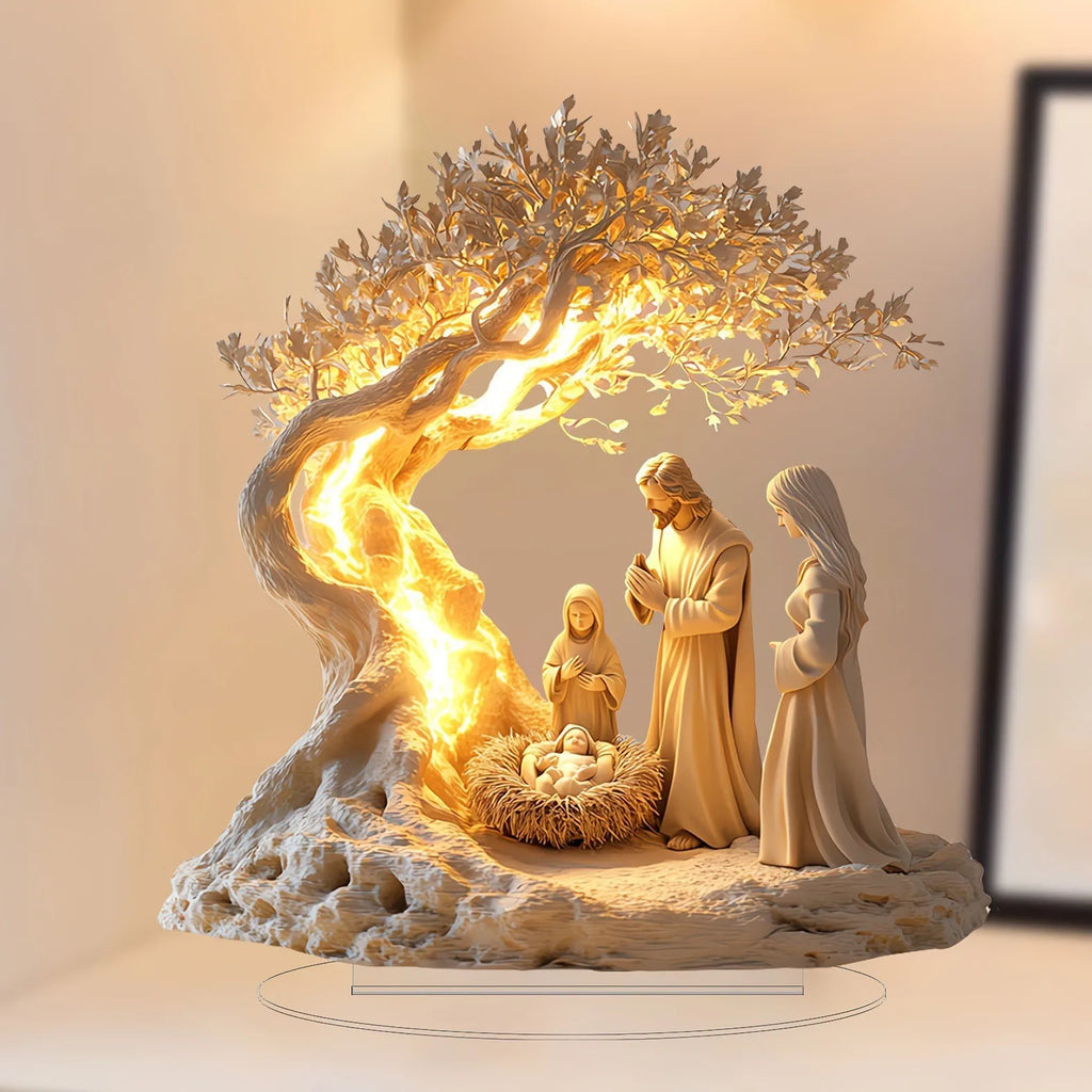 Décoration Nativité « Arbre de Vie » en Acrylique – Cadeau de Naissance & Noël