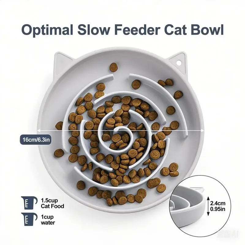 Gamelle anti-glouton pour chat — labyrinthe anti-renversement