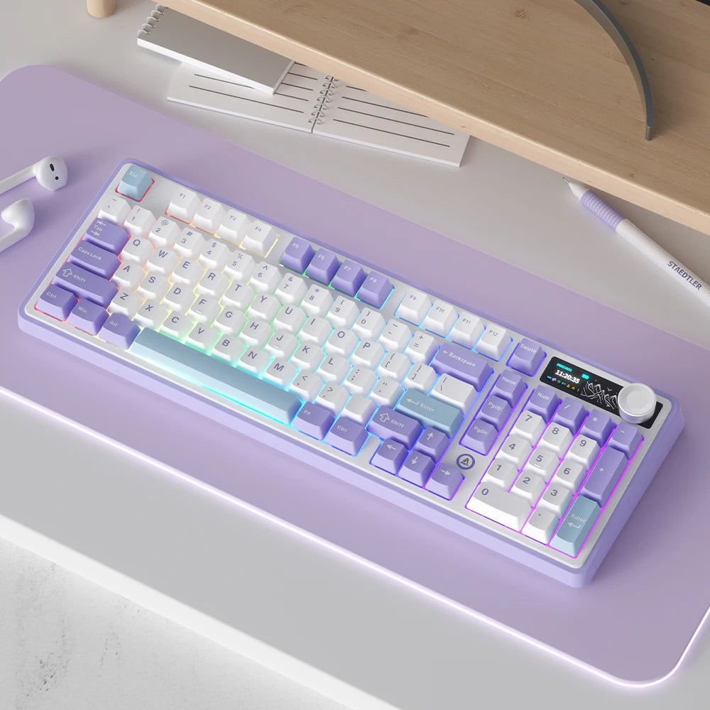 Clavier Mécanique Gamer Ajazz AK980 – Écran Couleur, RGB, Bluetooth & Sans Fil (98 Touches)