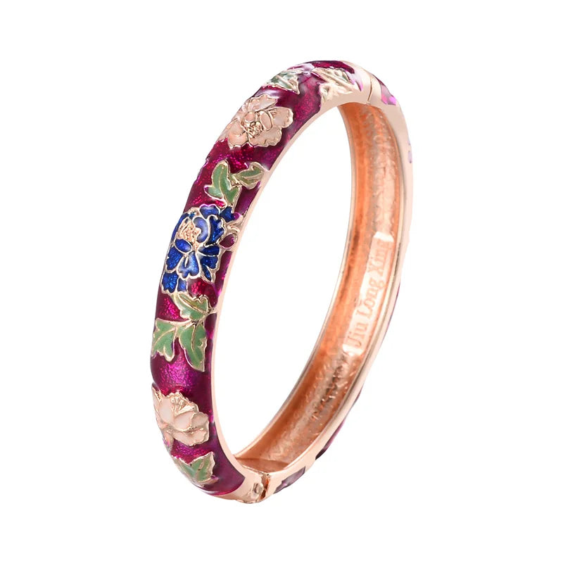 Bracelet Émaillé Fleur – Style Indien & Dubaï – Couleurs Premium