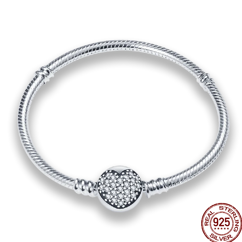 Bracelet en Argent 925 – Cœur Pavé Zircone & Infinity – 17 à 20 cm