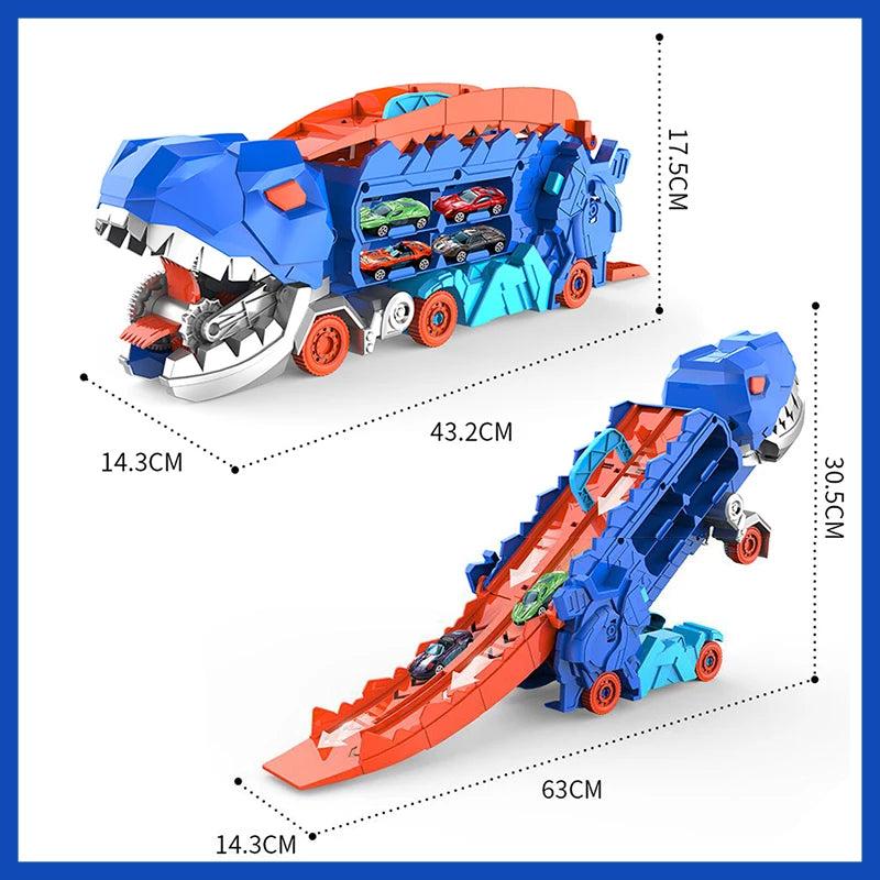 Camion Dinosaure avec Piste Pliable & Mini Voitures – Jouet Enfant 3+
