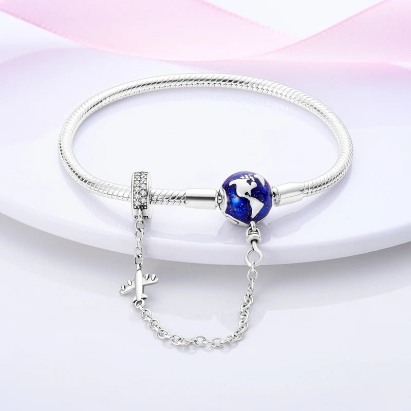 Bracelet en Argent 925 Original – Étoile, Lune & Trèfle Porte-Bonheur