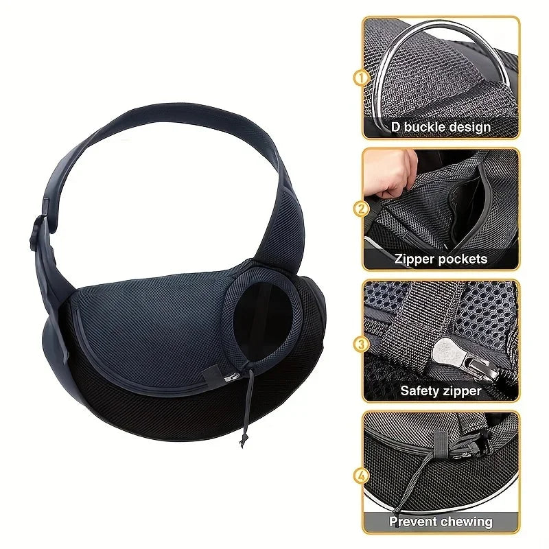 Sac de transport bandoulière respirant pour chat et petit chien