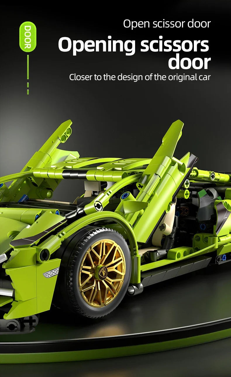 Voiture de Sport de Course – Kit de Construction Technique 1280 Pièces (Enfants & Adultes)