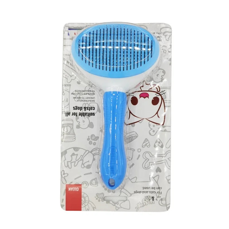 Brosse de toilettage auto-nettoyante pour chien et chat — bouton poussoir