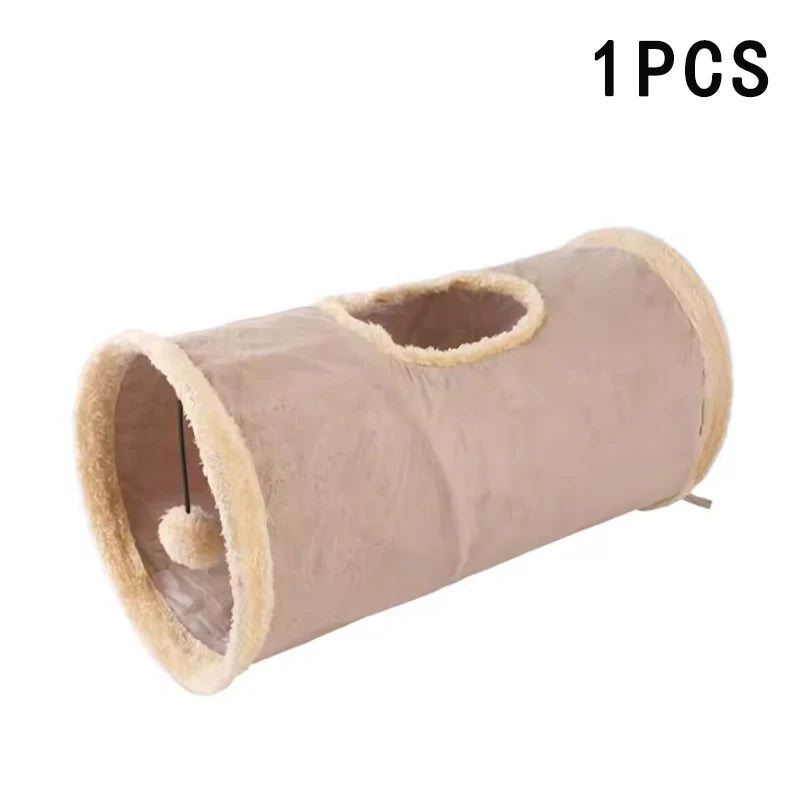 Tunnel en peluche pliable pour chat — suède douillet
