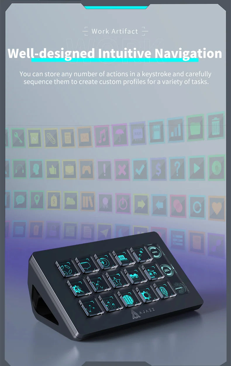 AJAZZ AKP153E – Console Macro 15 Touches avec Écran LCD