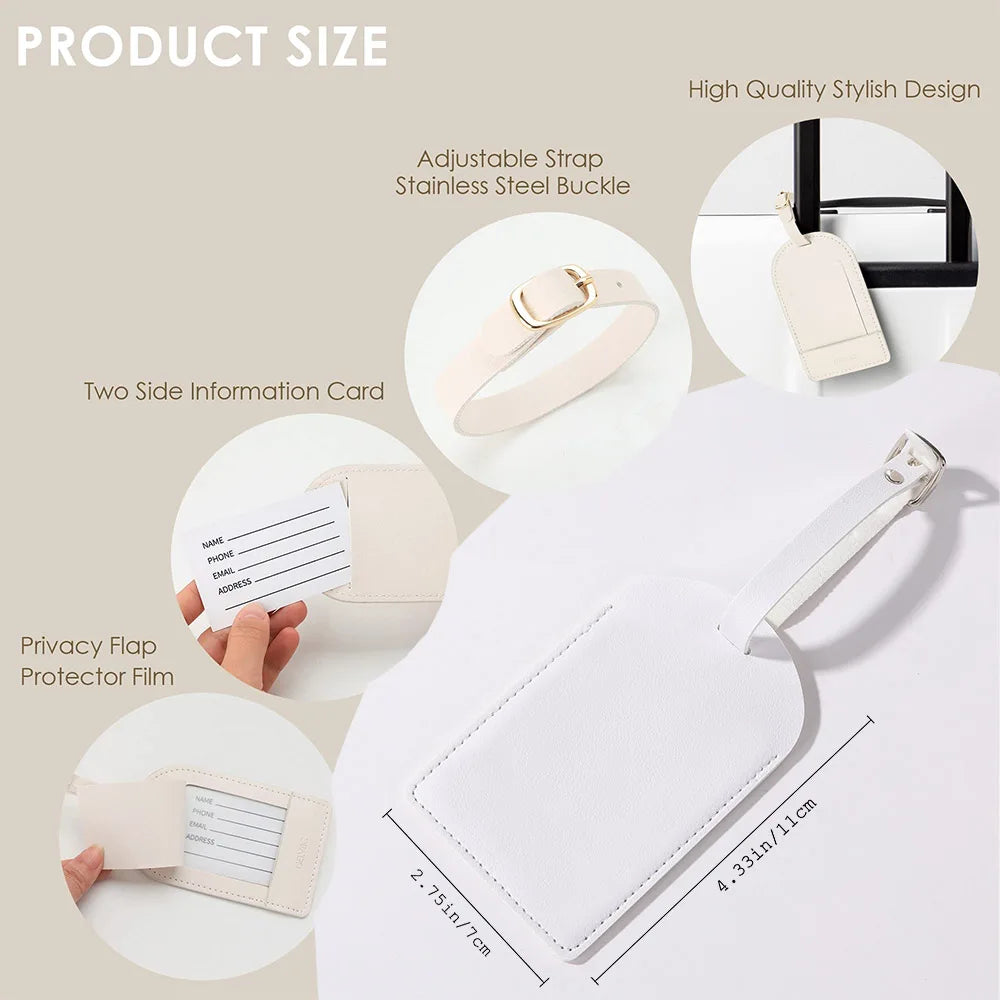 Étiquette de Bagage Initiale en Cuir PU – Carte Nominative & Protection Confidentialité