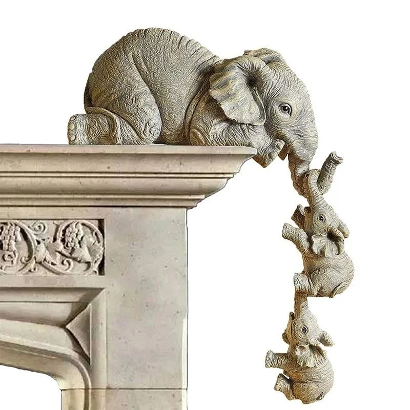 Ensemble de 3 Éléphants Câlins en Résine – Décoration Symbolique & Moderne