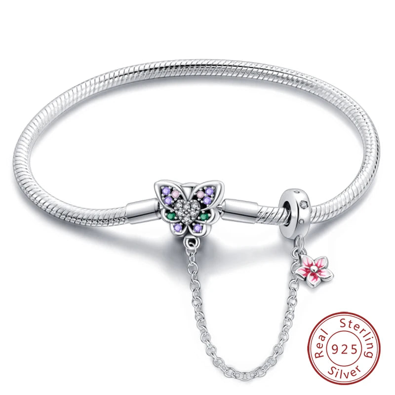 Bracelet en Argent 925 Original – Étoile, Lune & Trèfle Porte-Bonheur