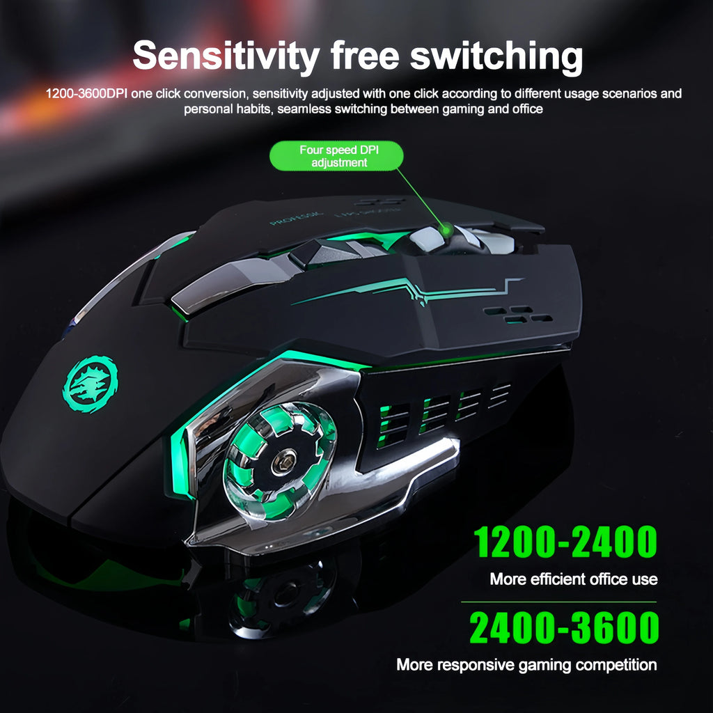 Souris Gaming Sans Fil RGB – Bluetooth 5.2 & 2.4G, Silencieuse, 3600 DPI