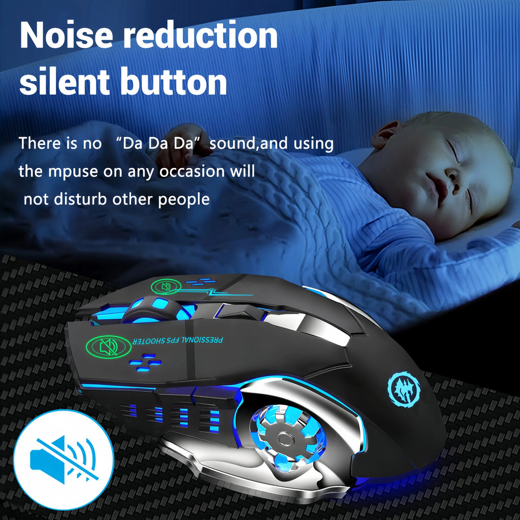 Souris Gaming Sans Fil RGB – Bluetooth 5.2 & 2.4G, Silencieuse, 3600 DPI