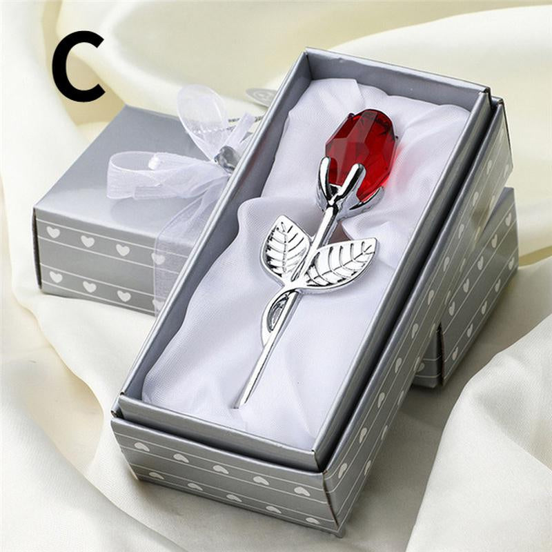 Rose en Cristal – Figurine Décorative Luxe | 6 Couleurs | Cadeau Saint-Valentin & Mariage