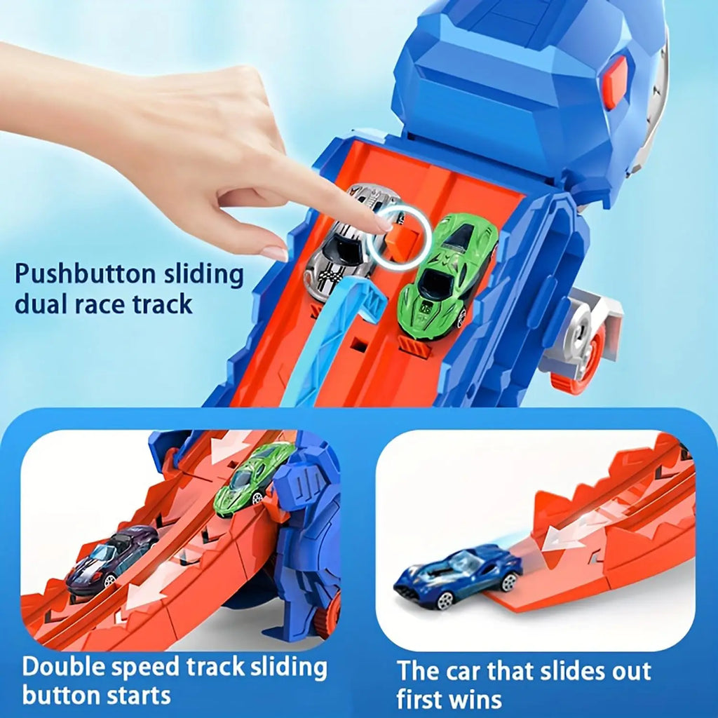 Camion Dinosaure avec Piste Pliable & Mini Voitures – Jouet Enfant 3+
