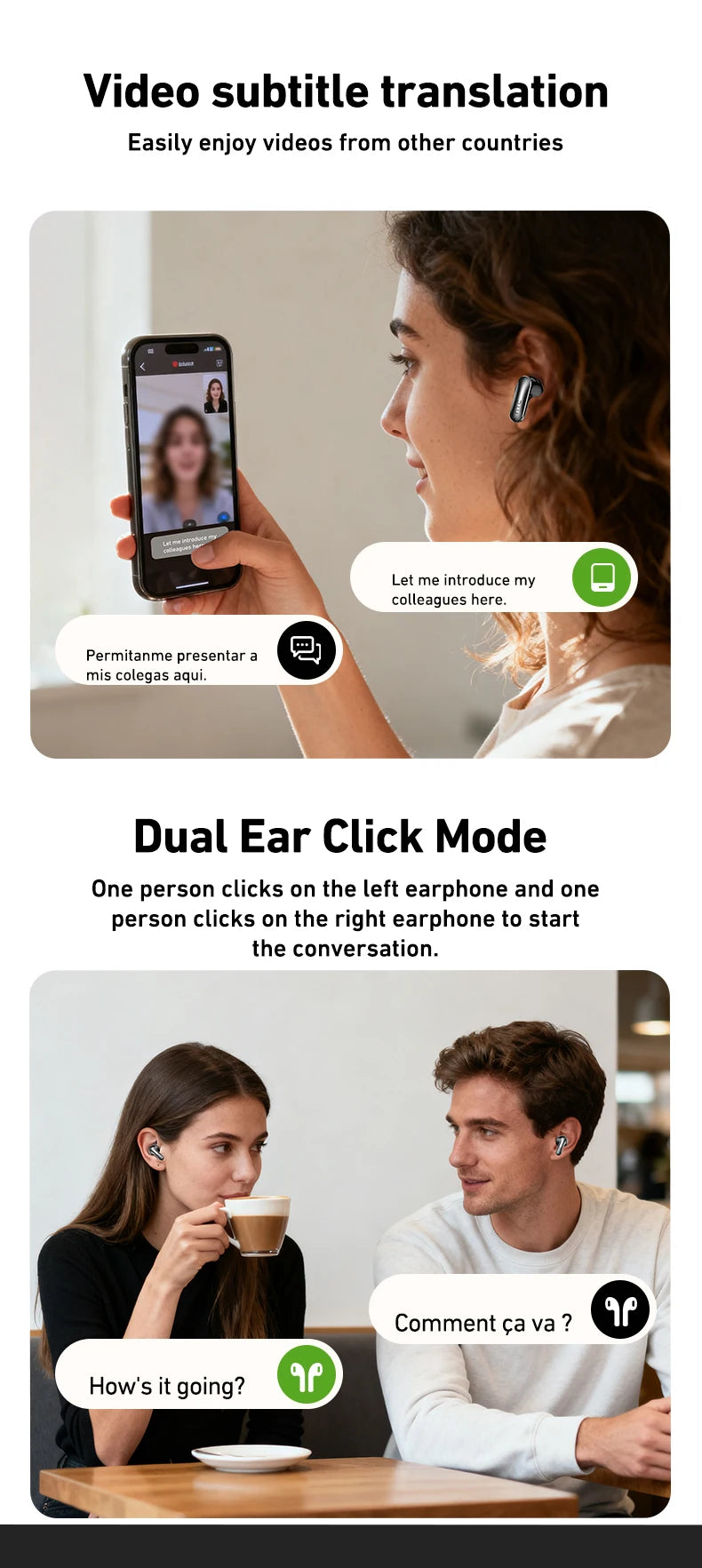 HTC NE48 – Écouteurs Bluetooth TWS AI – Traducteur Intelligent – Écran Ultra HD – Autonomie 48h