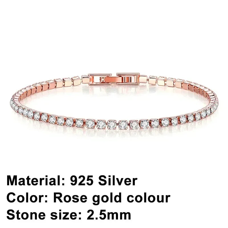 Classic 925 sterling silver sparkling zircon luxury bracelet women's dates birthdays fashion jewelry Valentine's Day gifts