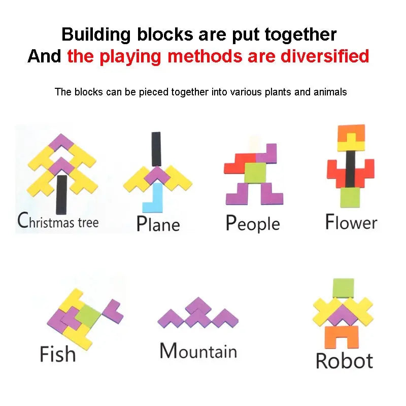 Puzzle en Bois – Jeu d’Éveil Logique & Formes Géométriques – 1 Set Multicolore