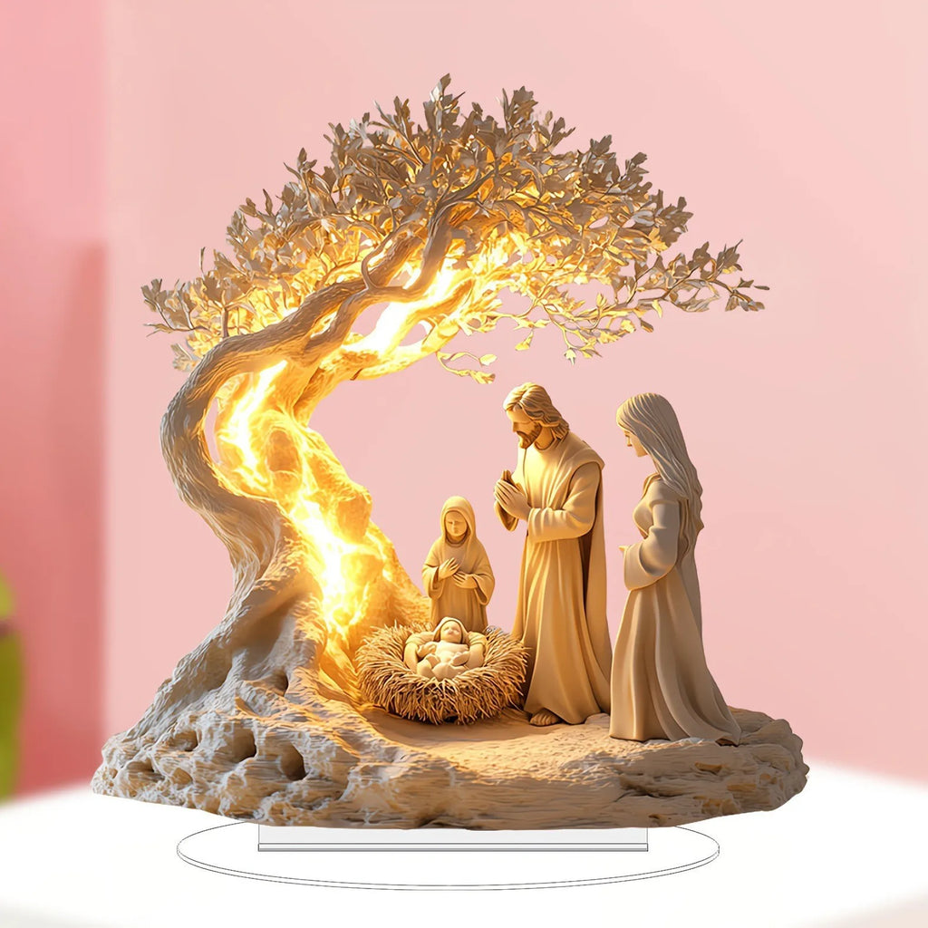 Décoration Nativité « Arbre de Vie » en Acrylique – Cadeau de Naissance & Noël