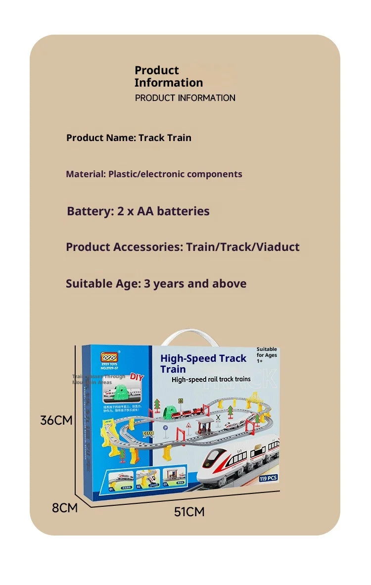 Ensemble de Train Électrique avec Piste – Modèle d’Assemblage & Véhicule à Grande Vitesse (64–119 PCS)
