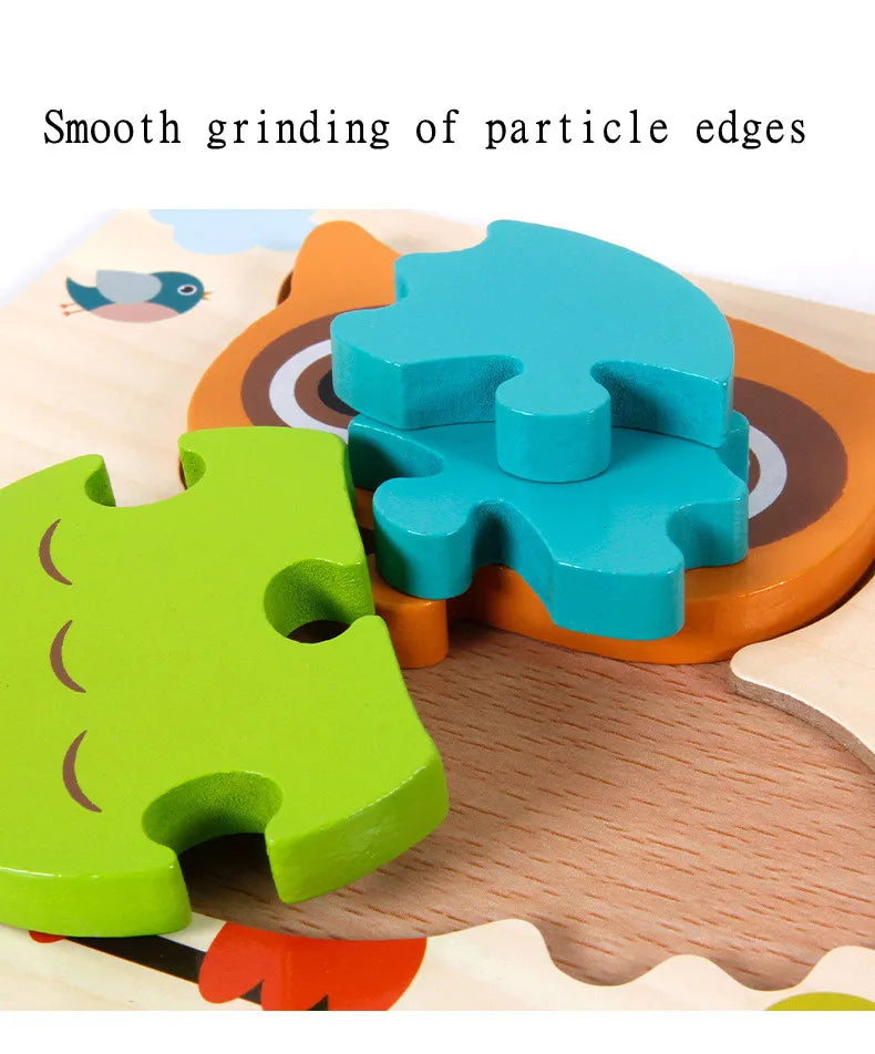 Puzzle 3D en Bois – Animaux • Apprentissage Précoce Montessori
