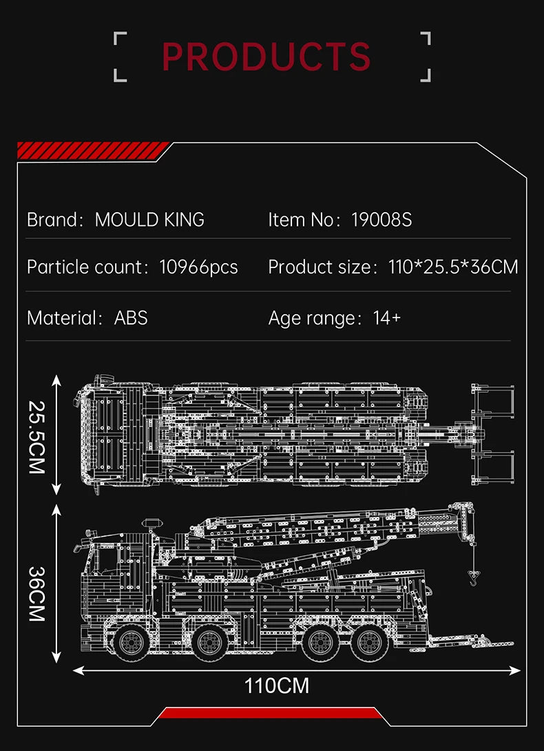 Mould King 19008 – Camion de Remorquage Télécommandé (Bloc Technique Compatible LEGO)