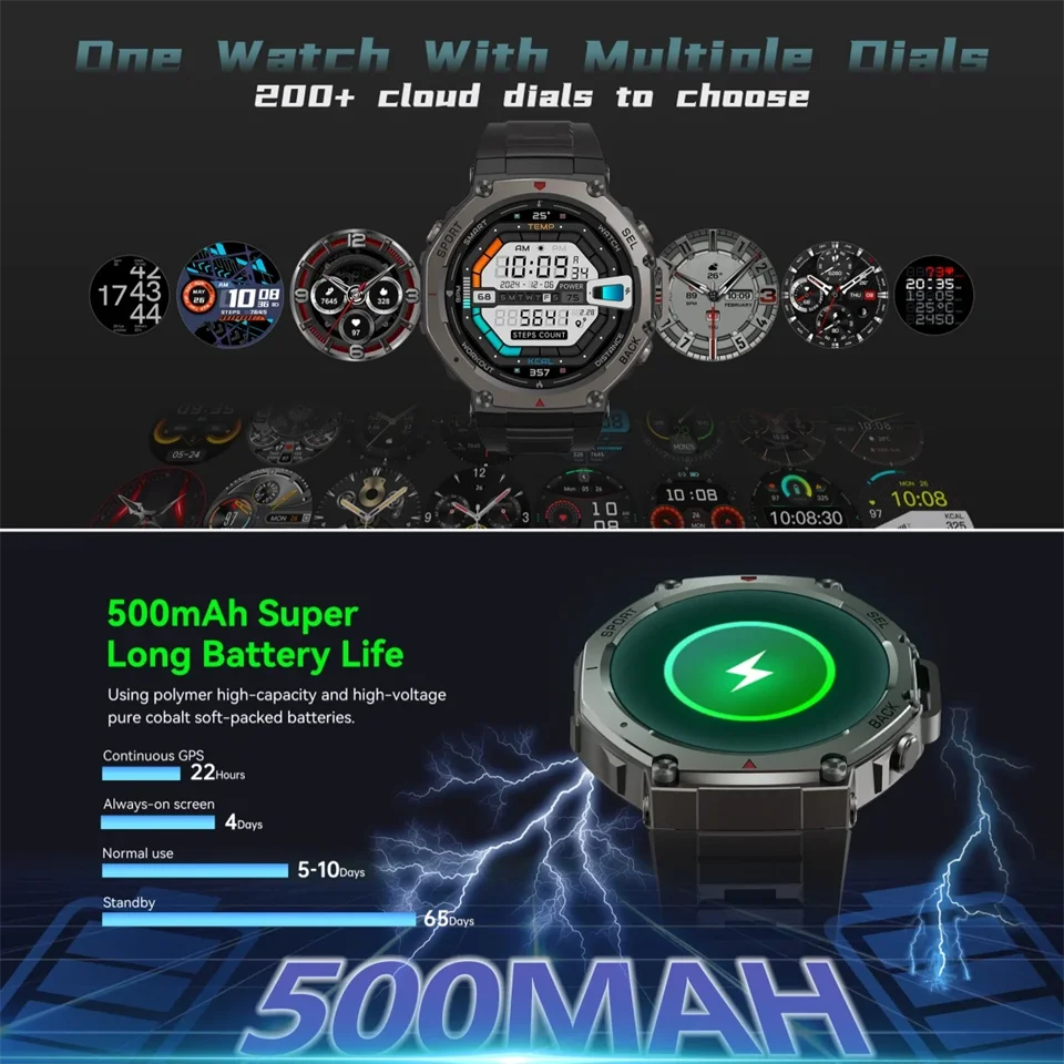 Montre Intelligente Militaire GPS T-Rex 3 Pro – Double Bande, 10 ATM, AMOLED (48 mm)