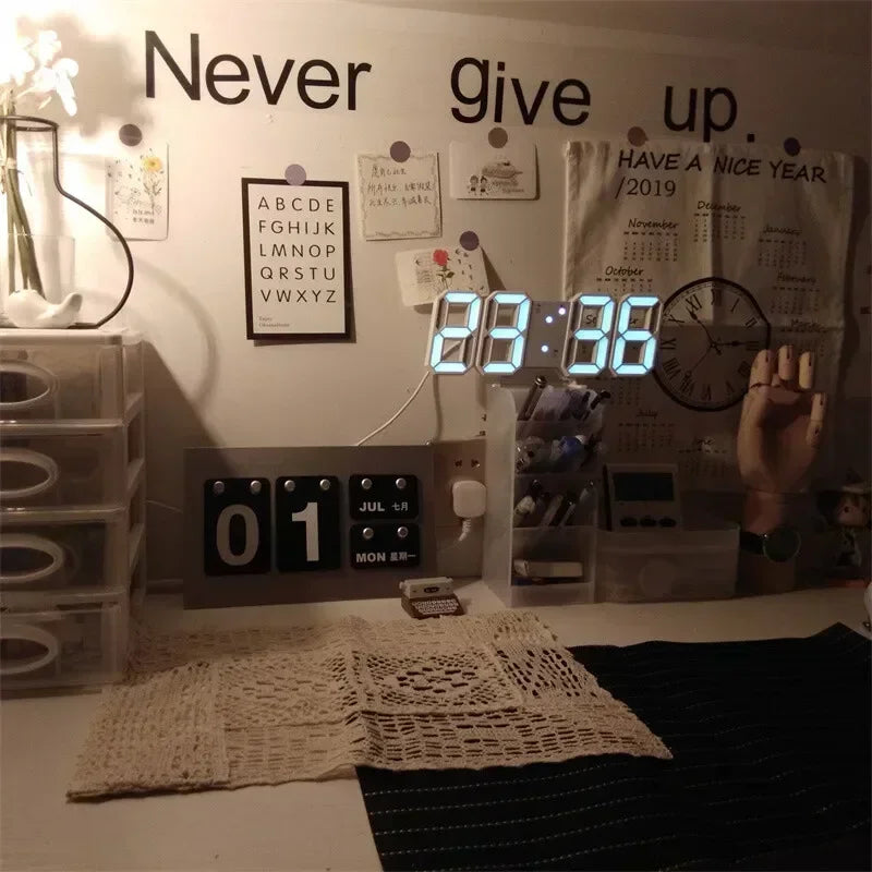 Horloge Numérique LED 3D – Design Moderne & Éclairage Nocturne