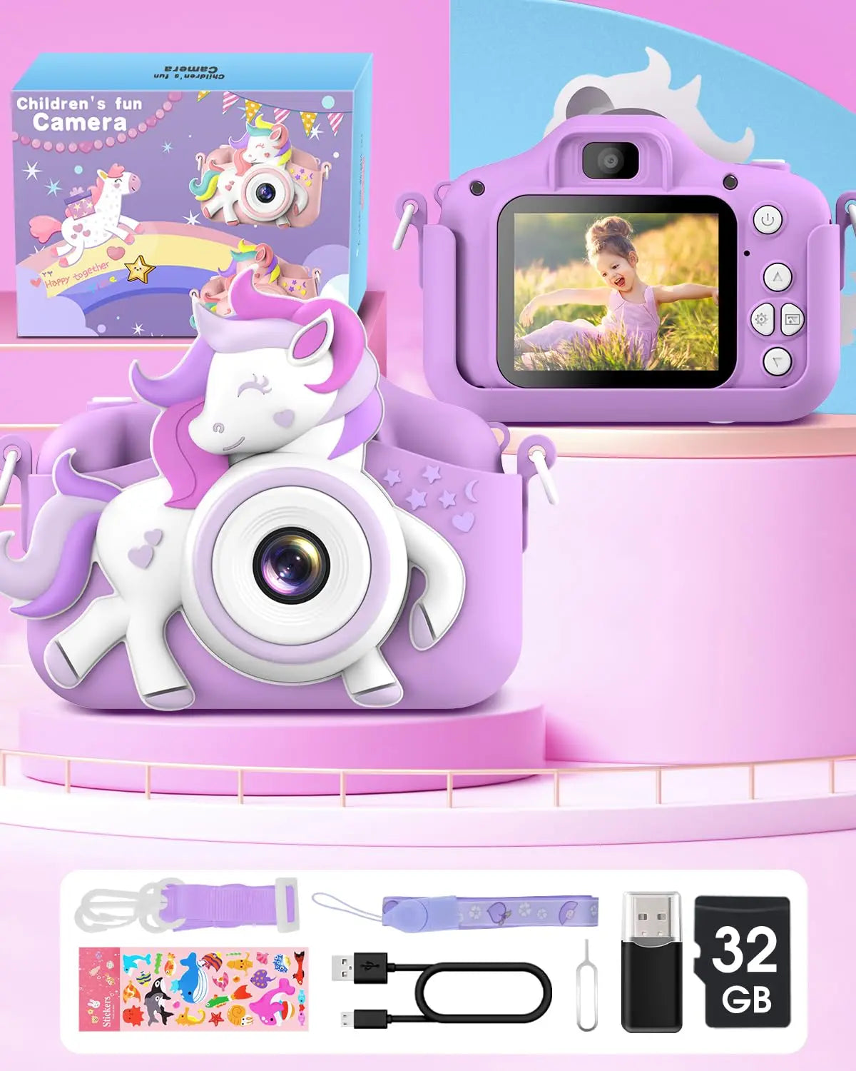 Caméra Enfant 20MP HD – Écran 2.0" + Vidéo 1080P + Selfie – Coque Silicone & Carte 32 Go