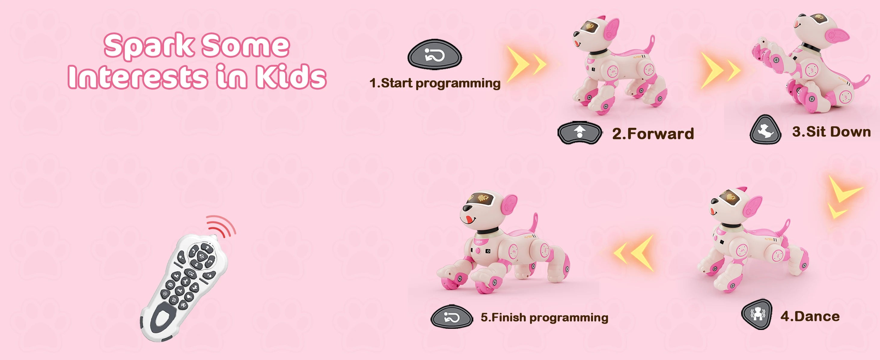 Robot Chien Interactif VATOS – Télécommande 2.4GHz – Commandes Vocales & Tactiles – Jouet Éducatif Enfant