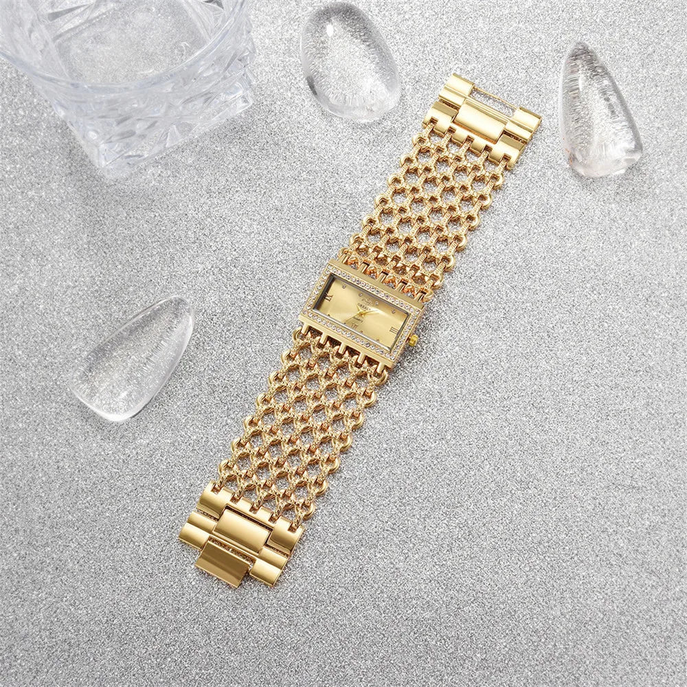 Montre à Quartz de Luxe – Or Noble & Élégance Féminine