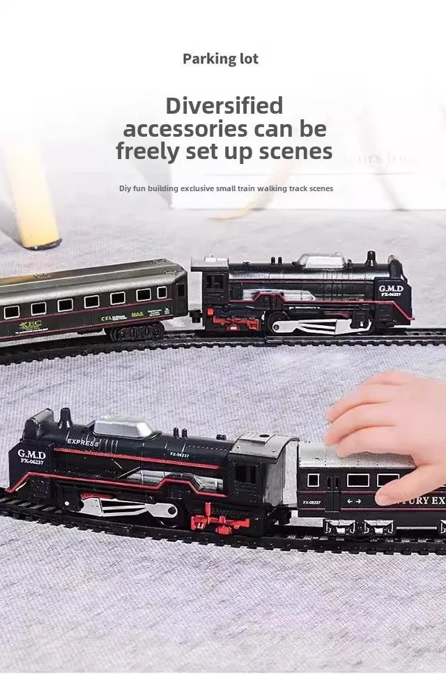 Train Électrique Classique – Pistes Lumineuses & Modèle de Noël (Ensemble Rechargeable)