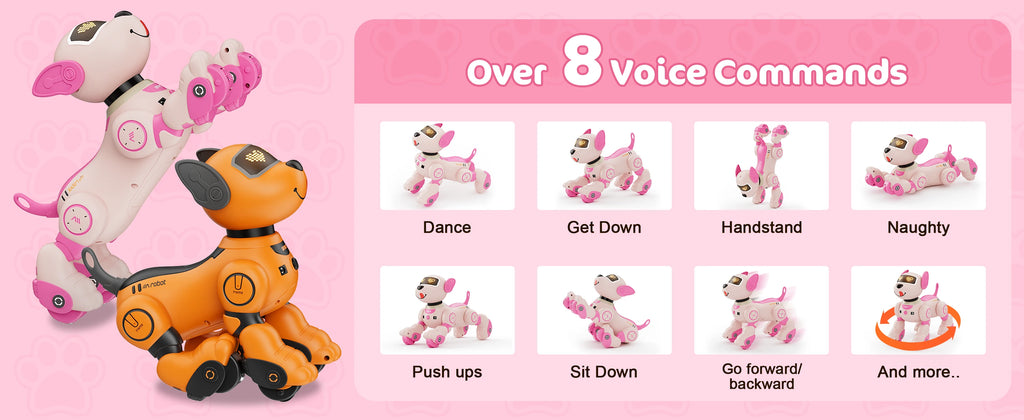 Robot Chien Interactif VATOS – Télécommande 2.4GHz – Commandes Vocales & Tactiles – Jouet Éducatif Enfant