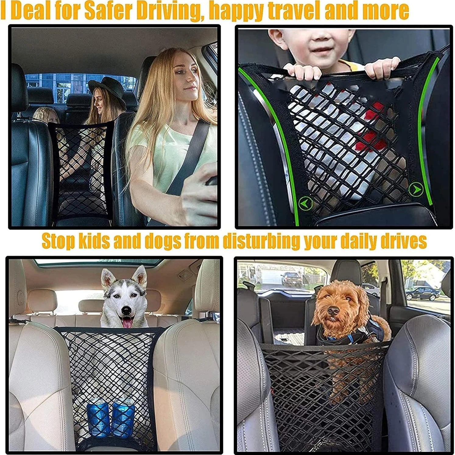 Barrière de voiture en filet pour chien — protection siège arrière