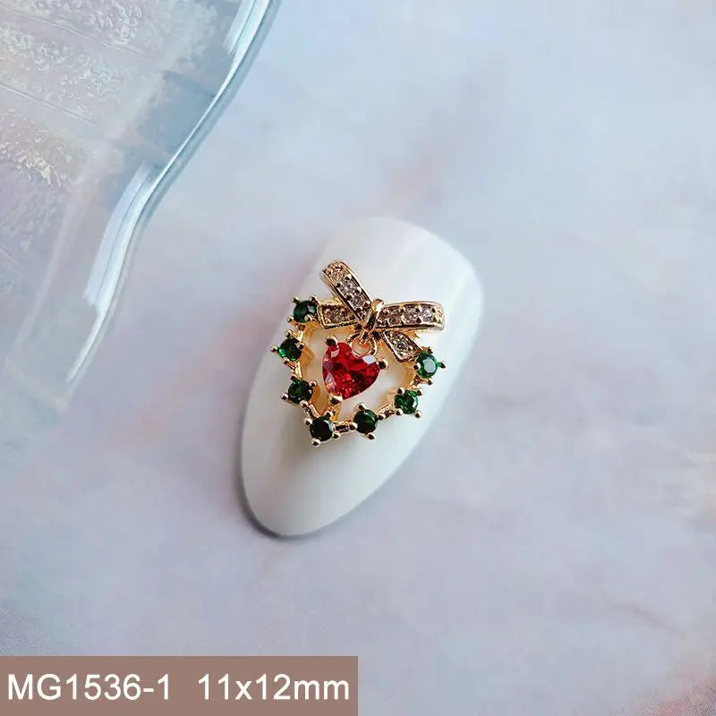 Décorations d’Ongles Noël Zircon ✨ (Lot de 10 pièces)