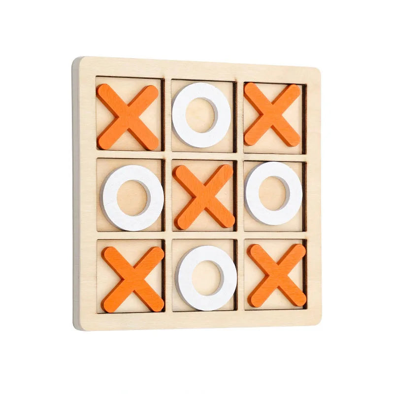 Puzzle d’Échecs Montessori XO – Formes Géométriques 3D – Jeu Éducatif en Bois (3+)