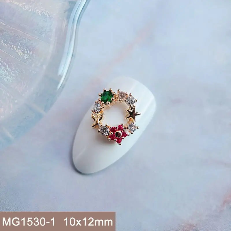 Décorations d’Ongles Noël Zircon ✨ (Lot de 10 pièces)