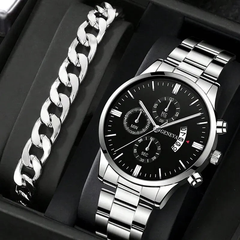 Montre Prestige Homme™ – Montre de Luxe Quartz avec Calendrier