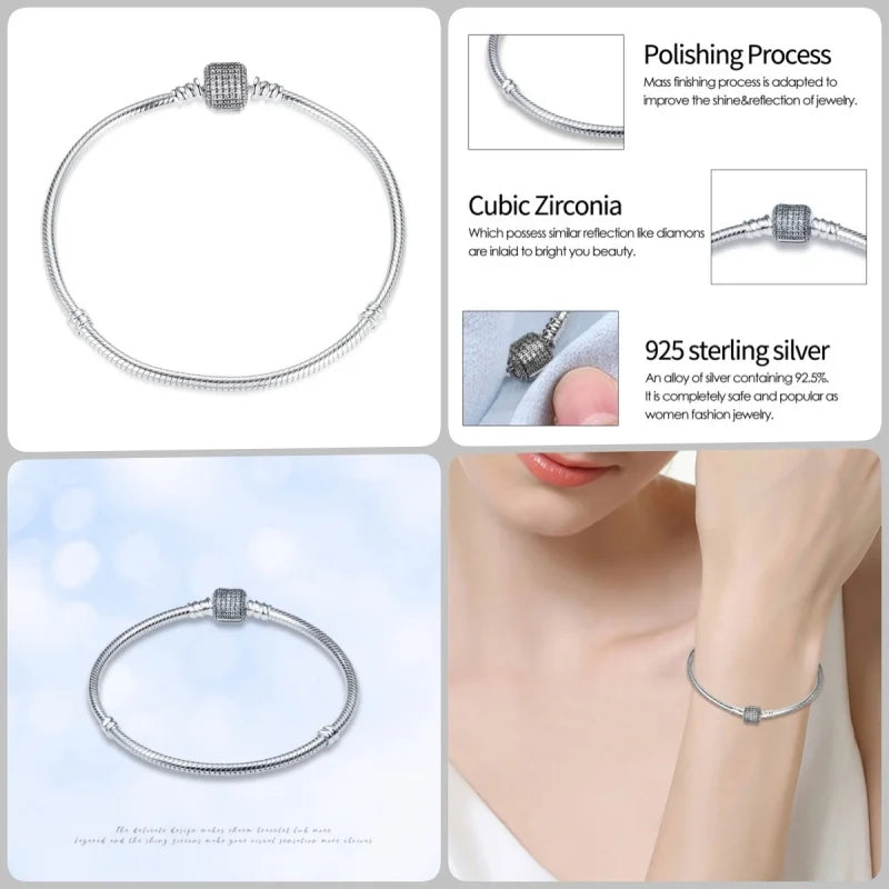 Bracelet en Argent 925 – Cœur Pavé Zircone & Infinity – 17 à 20 cm