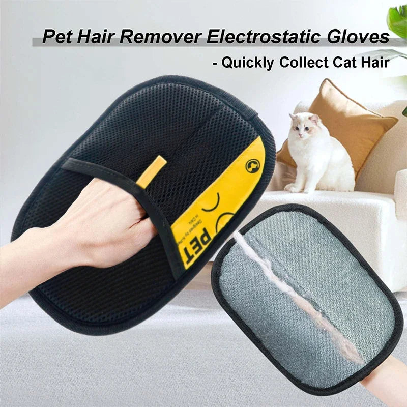 Gant anti-poils électrostatique réutilisable pour chien et chat — 2-en-1