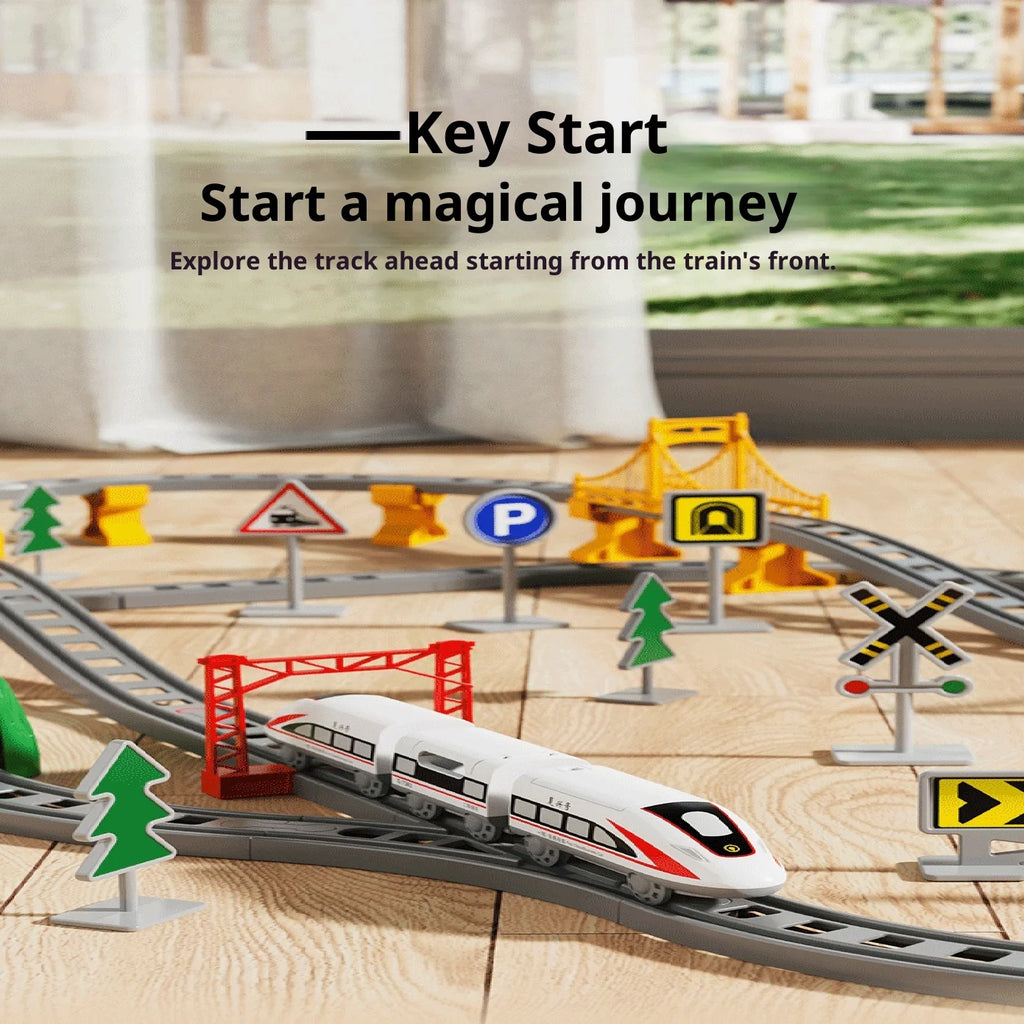 Ensemble de Train Électrique avec Piste – Modèle d’Assemblage & Véhicule à Grande Vitesse (64–119 PCS)