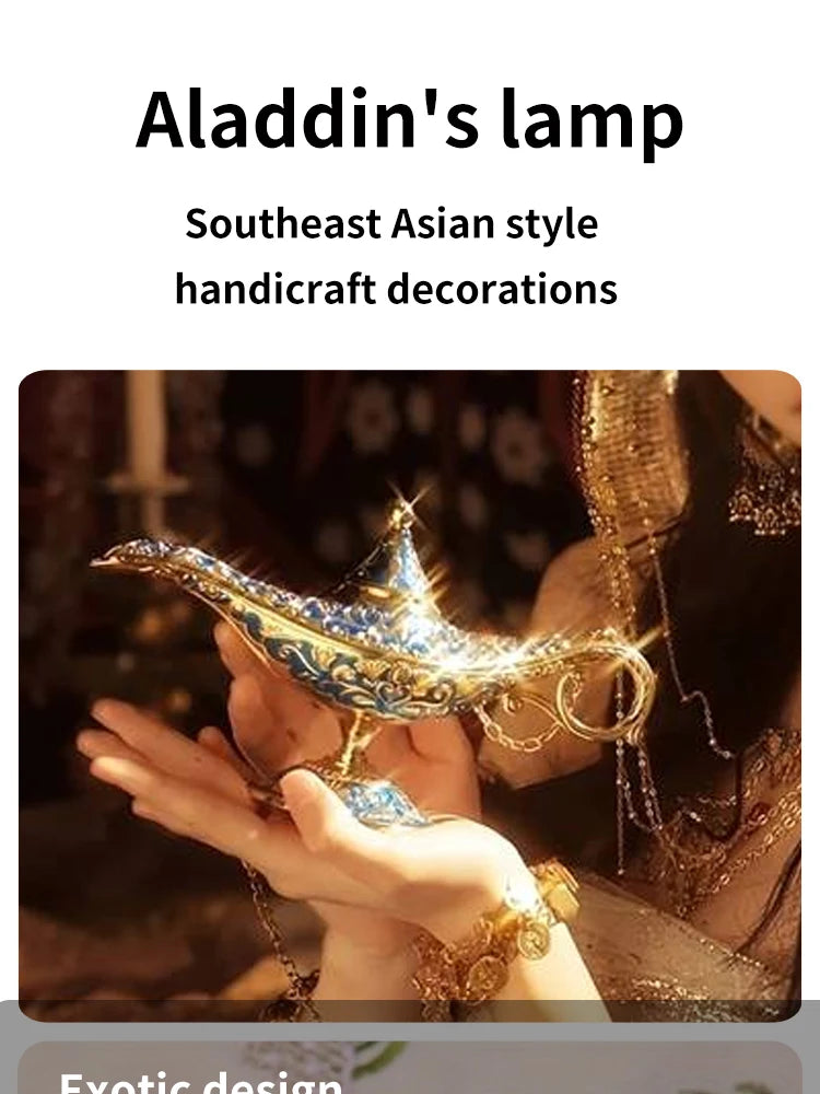 Lampe d’Aladdin Décorative – Mini Ornement en Métal | Rouge / Bleu / Vert