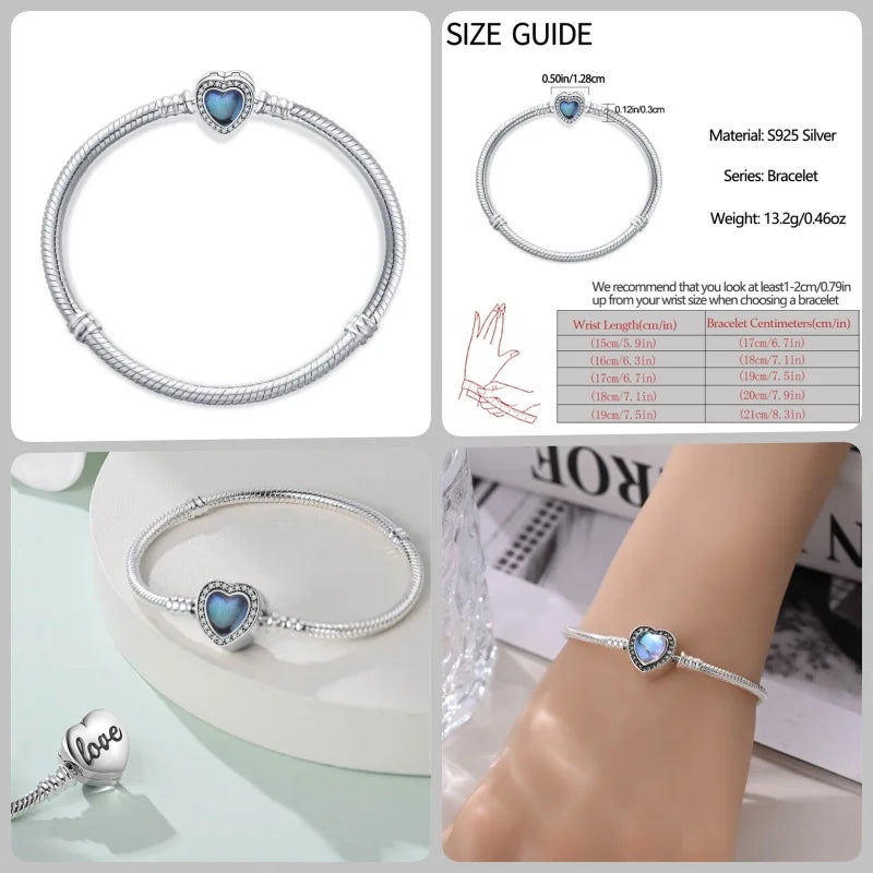 Bracelet en Argent 925 – Cœur Pavé Zircone & Infinity – 17 à 20 cm