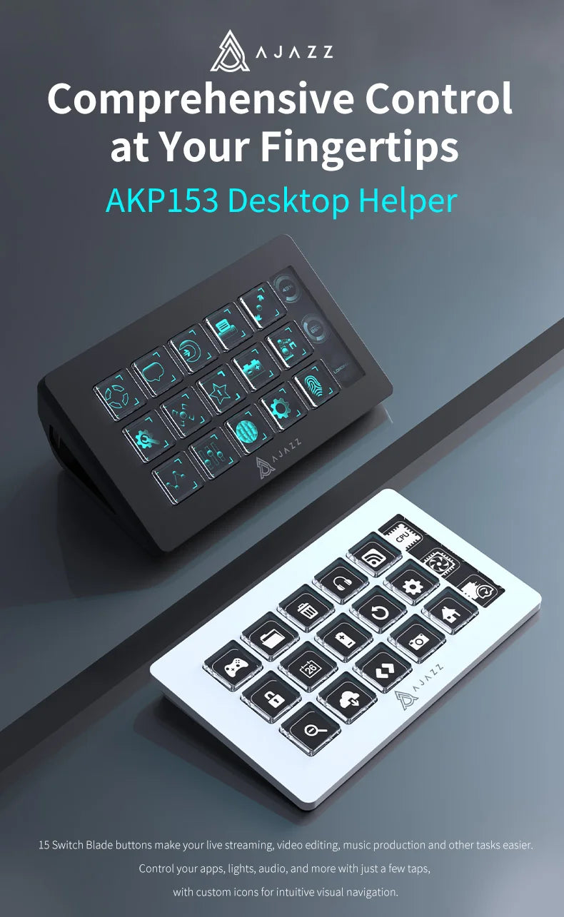 AJAZZ AKP153E – Console Macro 15 Touches avec Écran LCD