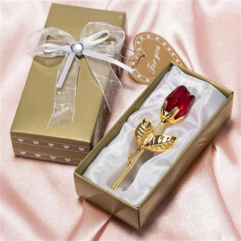 Rose en Cristal – Figurine Décorative Luxe | 6 Couleurs | Cadeau Saint-Valentin & Mariage