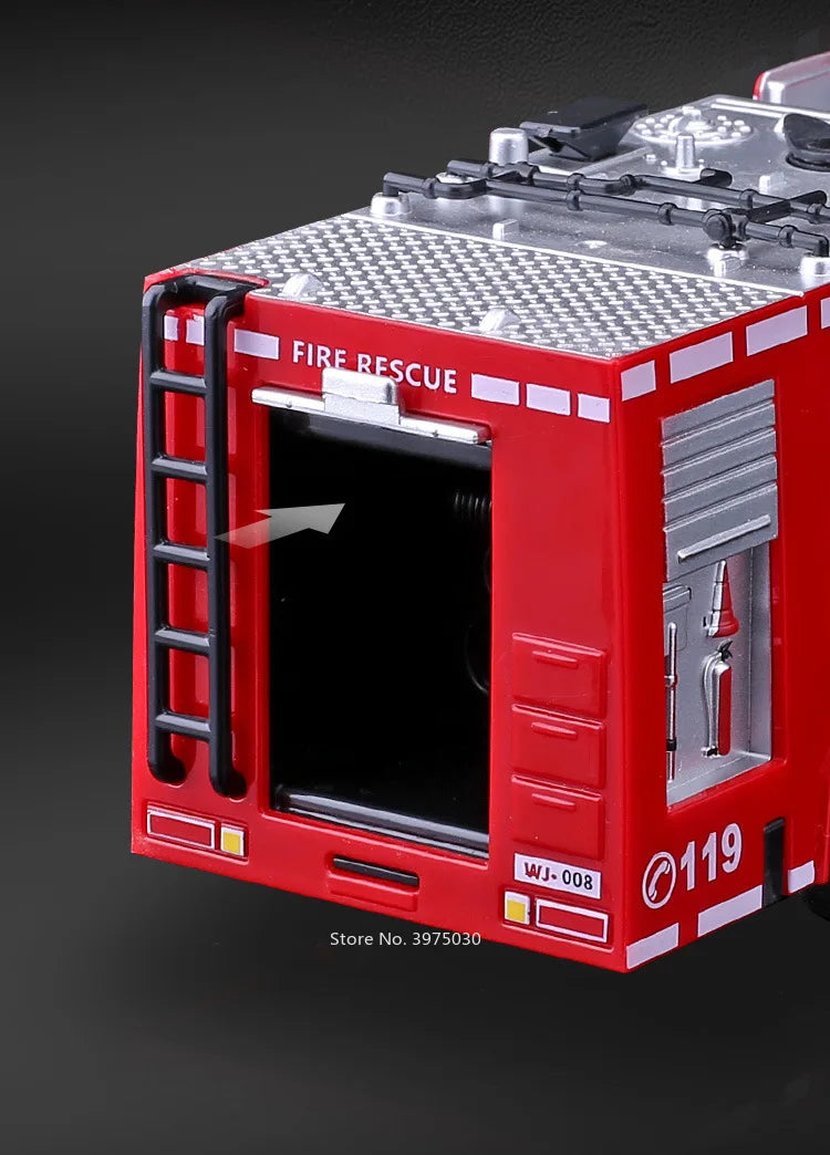 Modèle Camion de Pompier 1:32 – Son & Lumière, Échelle / Arroseur Rétractable