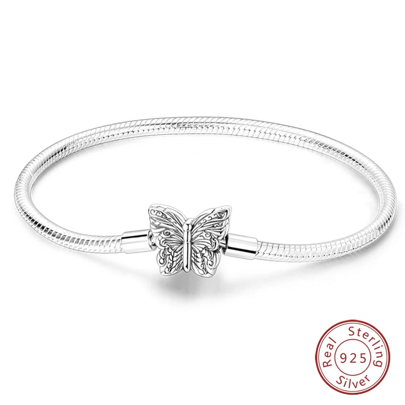 Bracelet en Argent 925 Original – Étoile, Lune & Trèfle Porte-Bonheur