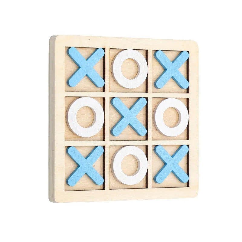 Puzzle d’Échecs Montessori XO – Formes Géométriques 3D – Jeu Éducatif en Bois (3+)
