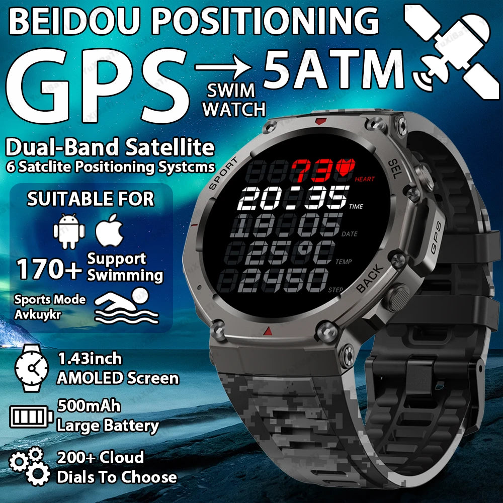 Montre Intelligente Militaire GPS T-Rex 3 Pro – Double Bande, 10 ATM, AMOLED (48 mm)